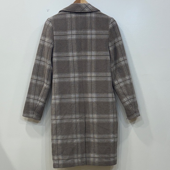 Abercrombie & Fitch Taupe Checkered Trench Coat - Picture 5 of 5